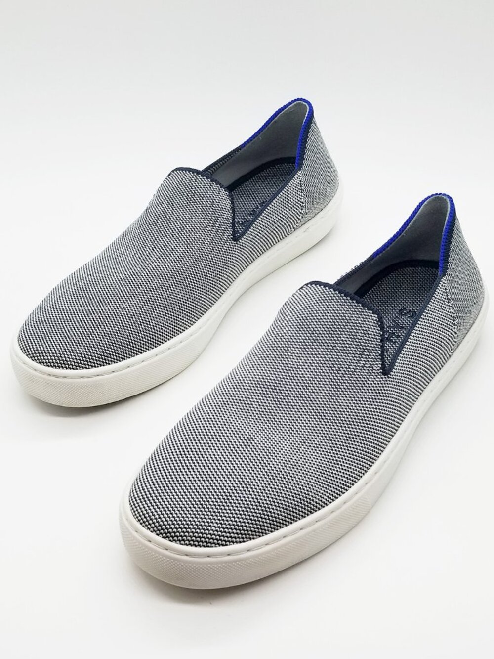 Rothy's The Original Slip On Sneaker Anchor Textile Blue White Knit Size 9 $119